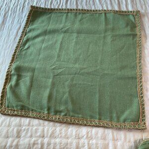 Pair Of Phantoscope Linen Blend Trimmed Farmhouse Boho Euro Shams Green 25”x25”